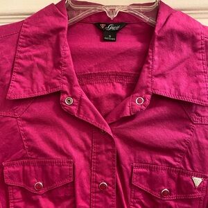 Guess Pink Snap Front Top, Size S/M